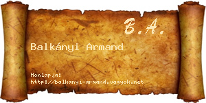 Balkányi Armand névjegykártya